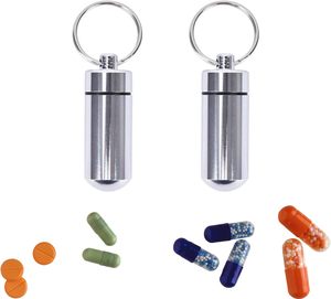 Outdoor Waterproof Aluminum Pill <b>Box</b> <b>Mini</b> Small Medicine Bottle Holder with Keychain Durable and Portable - Product Image 1