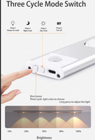 Lampu LED Sensor Gerak Nirkabel Magnetik USB Aluminium Modern untuk Dapur Rumah dengan 3 Suhu Warna & Dapat Diredupkan
