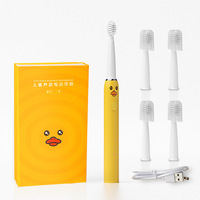 Cepillo de dientes eléctrico inteligente para niños con función de onda de sonido Carga USB Cabezal de cepillo de pelo suave impermeable para niños y niñas