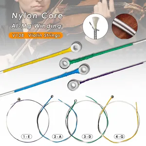 1 paquet de <span class=keywords><strong>cordes</strong></span> de violon de qualité supérieure 4/4 3/4, âme en <span class=keywords><strong>nylon</strong></span>, enroulement en alliage d'aluminium, extrémité en acier au carbone argenté - Product Image 1