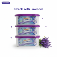 Lot de 3 boîtes déshumidificatrices jetables écologiques au chlorure de calcium, 300 ml, parfum lavande, absorbant l'humidité, humidité réglable