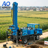 Foreuse hydraulique montée sur camion de 4,95 T pour puits d'eau, profondeur 260 m, vitesse de déplacement 50 km/h, machine de forage diesel pour trous profonds