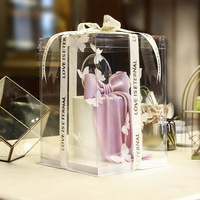 Vente en gros Boîte à gâteau transparente personnalisée 6 8 10 12 pouces transparente recyclable avec vernissage et gaufrage pour usage industriel alimentaire