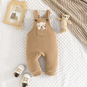Autumn Warmth Baby Boys' <b>Cute</b> Embroidered Little <b>Bear</b> Rompers Anti-Wrinkle Breathable Full Length Straight Leg Outdoor Sports - Product Image 1