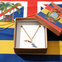 Pendentifs drapeau des Caraïbes personnalisés colliers en métal en forme d'île couleur émail drapeaux de plusieurs États Culture vacances voyage Souvenirs