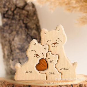 Puzzle personnalisé transfrontalier, motif famille de chats mignons, décoration d'intérieur, ornement d'ambiance pour fêtes et vacances - Product Image 1