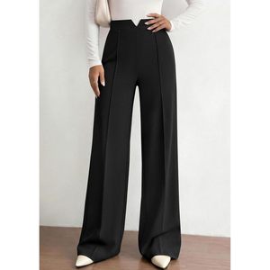 FOXA Palazzo Pants Women High Waisted Wide Leg Crepe Anti Wrinkle Pleated Dressy Work Casual <b>Trousers</b> - Product Image 6