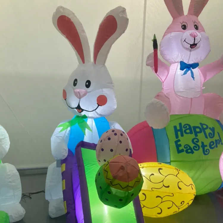 Holiday Christmas Decoration Cartoon Inflatable Model 1.2M Easter Inflatable Bunny With Led Light