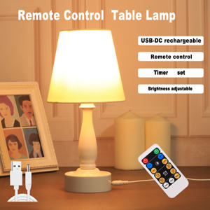 Offres Spéciales petite lampe de table LED rechargeable en tissu avec télécommande <span class=keywords><strong>couleur</strong></span> chaude et froide, lampes de chevet à intensité variable chambre, salon - Product Image 2