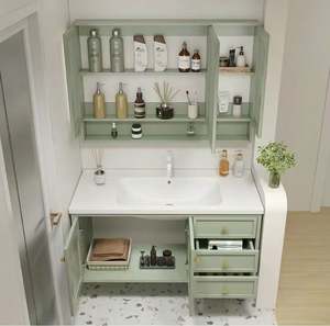 Mueble de Baño Integrado de Cerámica Verde Aguacate Estilo Mantequilla, Famoso en Internet, con Espejo Inteligente - Product Image 2