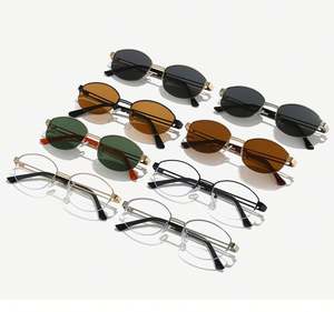 Lunettes de soleil ovales vintage en métal avec logo personnalisé 2025, UV400, demi-monture, style œil de chat, pour hommes et femmes - Product Image 6