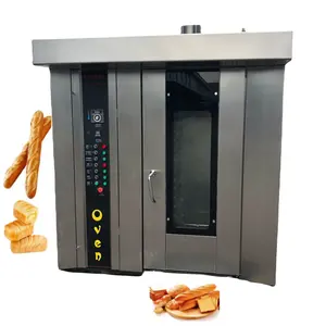 Trays big rotary bread baking oven for bakery shop machine with steam for bakery gas rotary rack oven