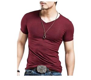 T-shirt en bambou pour hommes, vêtements d'été, à la mode, slim et personnalisés, simples, vente en gros - Product Image 1