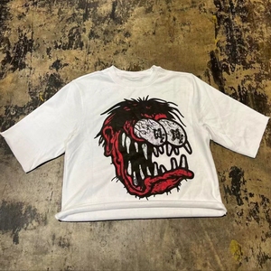 เสื้อยืดคอกลมทรงบ็อกซี่แบบครอปพิมพ์ลายคุณภาพสูงสำหรับผู้ชาย เสื้อยืดโอเวอร์ไซส์ลายกราฟิกผ้าคอตตอน 100% หนานุ่มสั่งทำได้ - Product Image 3