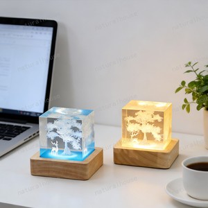 Lampe en résine personnalisée en forme d'arbre de <span class=keywords><strong>cerisier</strong></span>, faite à la main, scène de fleurs de <span class=keywords><strong>cerisier</strong></span> épanouies, veilleuse en époxy, logo gravé au laser - Product Image 3