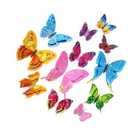 12 autocollants muraux 3D papillons artificiels colorés style Art Déco pour décoration de fond de maison, mariage ou fête, en PVC
