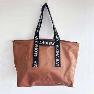 Bolso Tote extra grande impermeable de nailon para mujer, bolso de playa largo con asas impresas personalizadas y logotipo personalizado reutilizable - Product Image 1