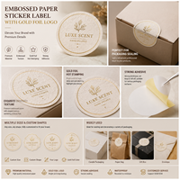 Étiquettes autocollantes en papier gaufré imperméables personnalisées avec logo, autocollants d'étanchéité en feuille d'or pour emballages de cosmétiques, d'aliments et de boîtes cadeaux