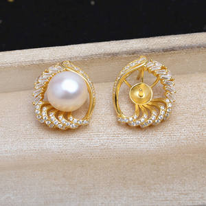 Accesorios de Plata 925 para DIY, Perlas Sueltas para Joyería, Base Vacía con Forma de Mariposa y Lazo, Semi-Acabado para Pendientes, JG5907, Base para 9-10 Perlas - Product Image 2