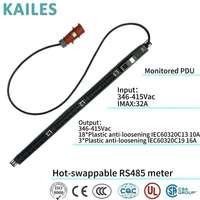 KAILES (KLS) Série K44S, 3 phases, 32A, 21 prises, 200-240VAC, aluminium noir, PDU pour centre de données, salle informatique, distribution d'alimentation