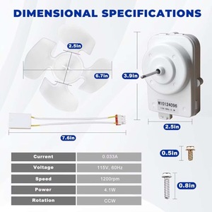 W10124096 <b>Refrigerator</b> Condenser Fan Motor 115V Electric With Easy Installation For Whirlpool Models - Product Image 2