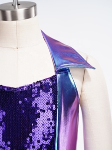 Conjuntos de Baile para Niñas, Top Corto con Lentejuelas Holográficas, Cuello Alto Metálico, para Actuaciones Contemporáneas, Personalizado - Product Image 3