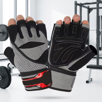 Gants de sport légers antidérapants en PU à demi-doigts avec fermeture à boucle pour la musculation, le fitness et l'entraînement en salle de sport