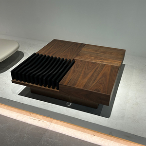 Modern Multifunctional Storage Center <strong>Table</strong> Extendable Square <strong>Walnut</strong> <strong>Coffee</strong> <strong>Table</strong> for Rustic Easy Assembly Home Furniture Metal - Product Image 6