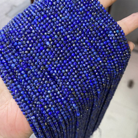 2 3 4mm de haute qualité A + Lapis Lazuli bleu naturel petites perles de pierre à facettes cordes rondes à facettes perles d'espacement pour la fabrication de bijoux