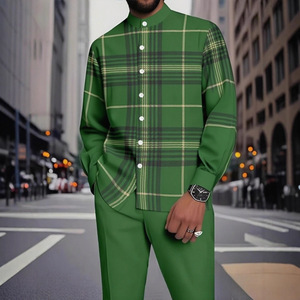 Conjunto de <span class=keywords><strong>Camisa</strong></span> y Pantalones de Manga Larga con Cuello Alto, Estampado Étnico en 3D, Estilo Europeo Americano, Casual y Moderno para Hombre, Nuevo de Fábrica 2026 - Product Image 3