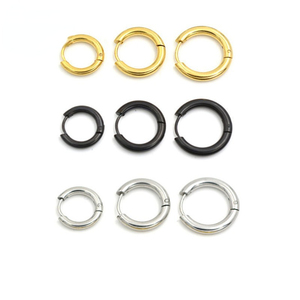 Trendy 18K Gold Plated Stainless Steel Round <b>Huggie</b> Hoop <b>Earrings</b> | Unisex Fashion <b>Earrings</b> for <b>Men</b>, Women, & Students - Product Image 4