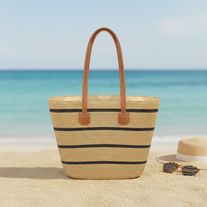 Bolso de Playa de Paja Tejida con Correa Ajustable Personalizable, Accesorio de Moda Boho para el Verano, Bolso de <span class=keywords><strong>Mano</strong></span> para Mujer - Product Image 3