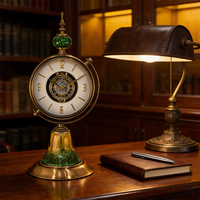 Horloge de bureau numérique circulaire en métal de style européen moderne Armens avec rétroéclairage et calendrier pour la décoration du salon