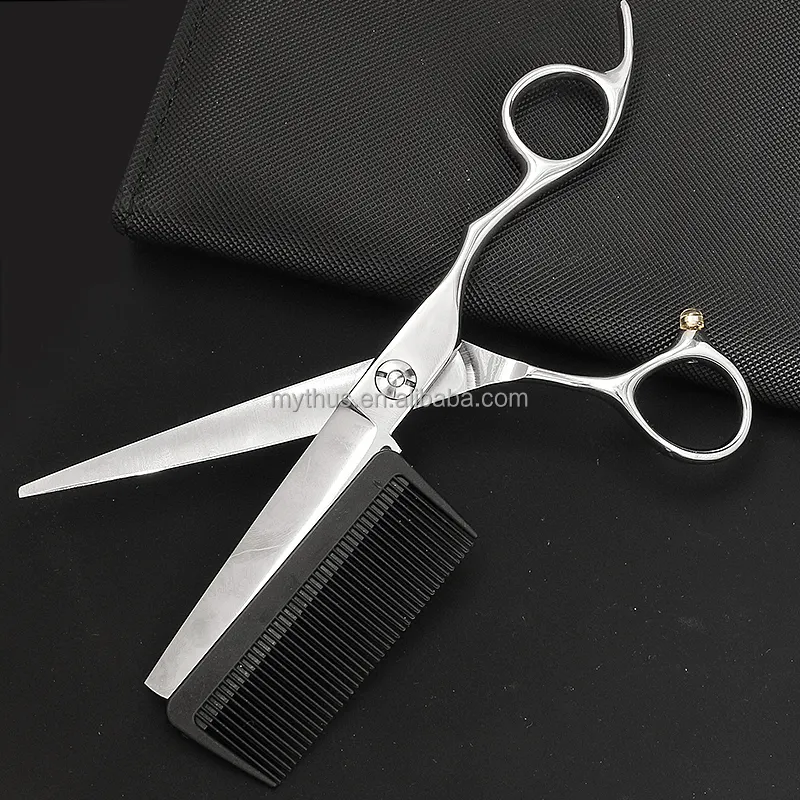 Brand New 6 inch 6.5inch Scissors And Comb In One Professional Straight Scissors Joint Comb Attached Scissor