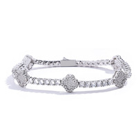 Nouveauté Bijoux fins à la mode Bracelet de tennis en laiton plaqué or avec zircon cubique Trèfle à quatre feuilles Bracelets à maillons de chaîne
