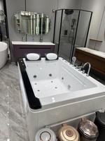 Moderna Bañera de Hidromasaje Acrílica de 2 Plazas con Doble Almohada y Chorros de Agua