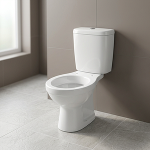 WC en porcelaine deux pièces avec cuvette carrée, siphon en P, chasse d'eau directe, abattant et réservoir, qualité export - Product Image 5