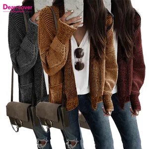 Lieber Liebhaber OEM ODM Custom Logo Hersteller Großhandel Herbst Winter Hochwertige Mode Strick Maxi Long Cardigan Frauen