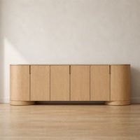 Meuble TV CORTA 4 portes RH en chêne moderne, panneau pliable, console multimédia incurvée en bois massif vieilli pour salon