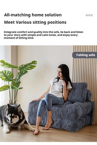 <span class=keywords><strong>Canapé</strong></span> de sol compressible en velours côtelé avec design capitonné 3D profond, fauteuil paresseux pliable avec appui-tête pour salon et chambre - Product Image 2