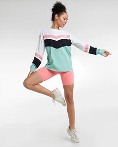 KY定制运动服Femme 2件套瑜伽套装健身房主动穿色块长袖瑜伽衬衫和自行车短裤套装 - Product Image 5