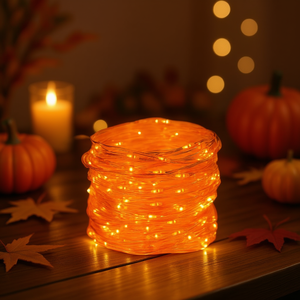 BrizLabs 19.47Ft 60Led <b>Orange</b> Fairy String <b>Lights</b> Battery Operated Twinkle For Indoor Thanksgiving Party Carnival - Product Image 2