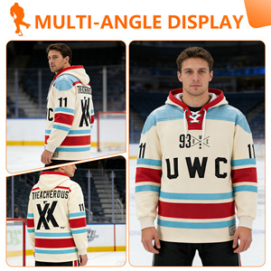 Sudadera con Capucha de <span class=keywords><strong>Hockey</strong></span> con Rayas y Logotipo del Equipo en Tela Tackle Twill, Uniforme Personalizado con Bordado para <span class=keywords><strong>Hockey</strong></span> sobre Hielo - Product Image 3