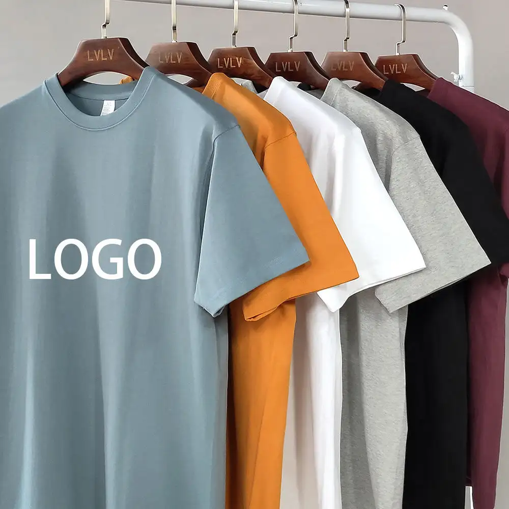 Camiseta de algodón en blanco para hombre al por mayor personalizada, Impresión de logotipo, camisetas de talla grande lisas de alta calidad, envío aleatorio