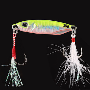 Jig metálico <span class=keywords><strong>JDM</strong></span> de doble anzuelo triple con pluma y ranura de sangre, señuelo de lanzamiento lento y largo para pesca de caballa desde la orilla. - Product Image 4