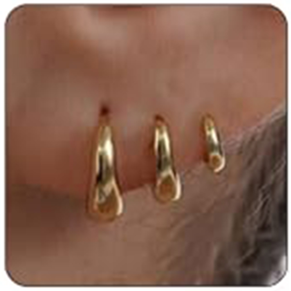 Gold three pairs of earrings