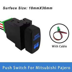 Interrupteur à <span class=keywords><strong>bouton</strong></span> poussoir LED bleu 12V, feux arrière pour Mitsubishi Pajero Triton ML MN Pajero Eclipse Gallant - Product Image 1