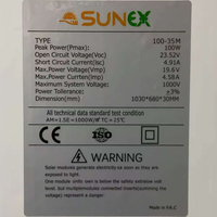 Stok UEA SUNEX Panel surya 100w kualitas tinggi Panel surya monokristalin