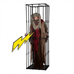 Z345 Grand Monstre d'Halloween Loup-garou Fantôme Lumineux avec Articulations Réglables, Effets Sonores et Capteur Électrique pour Aires <span class=keywords><strong>de</strong></span> Jeux et Ambiance Sombre - Product Image 1