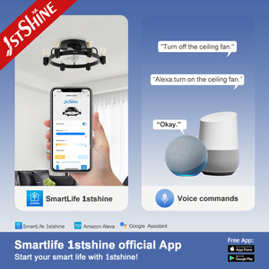 1stshine Ventilateur de plafond 19 "Classic Light Blubs Noir Ventilateur de plafond encastré avec télécommande - Product Image 6